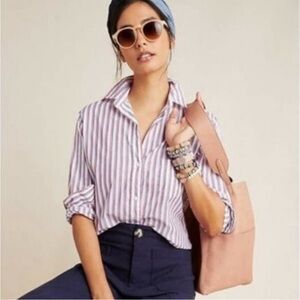 Grayson The Hero Button-Up Red White Blue Stripe Button Down Shirt